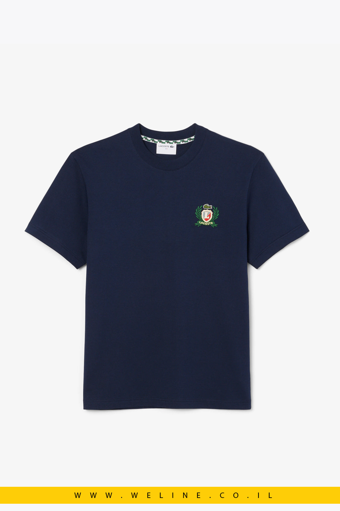 חולצת טי רקומה בעיצוב צרפתי לגברים מבית Lacoste – כחול