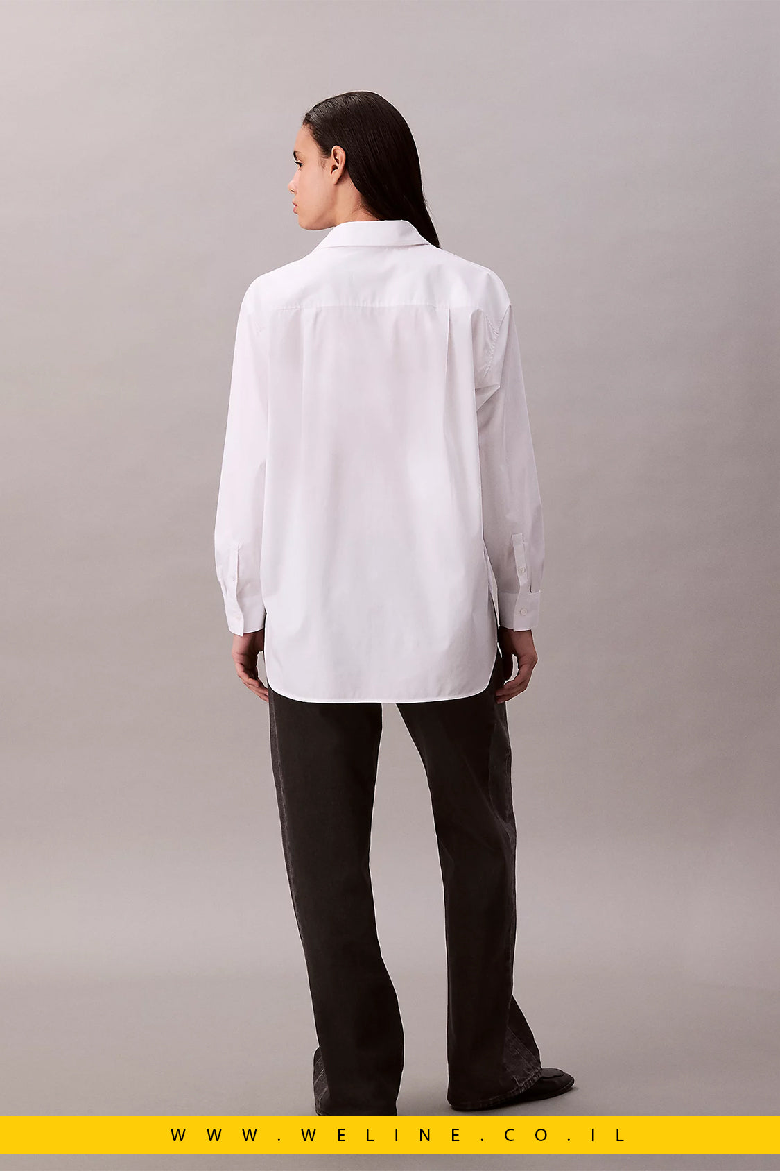 חולצת נשים Calvin Klein Poplin Relaxed – כותנה עם אלסטאן