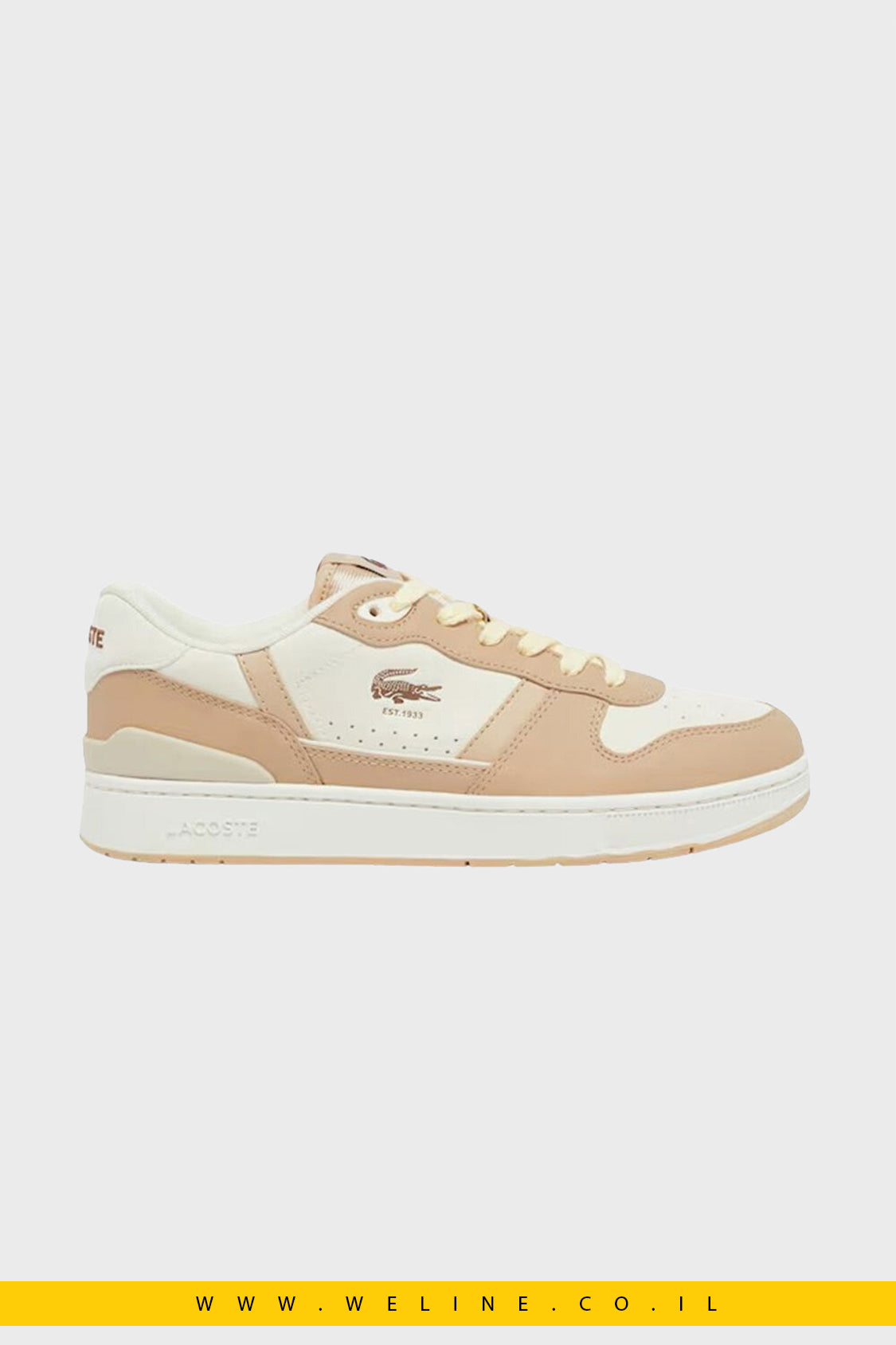 נעלי סניקרס עור לגברים Lacoste T-Clip Tonal