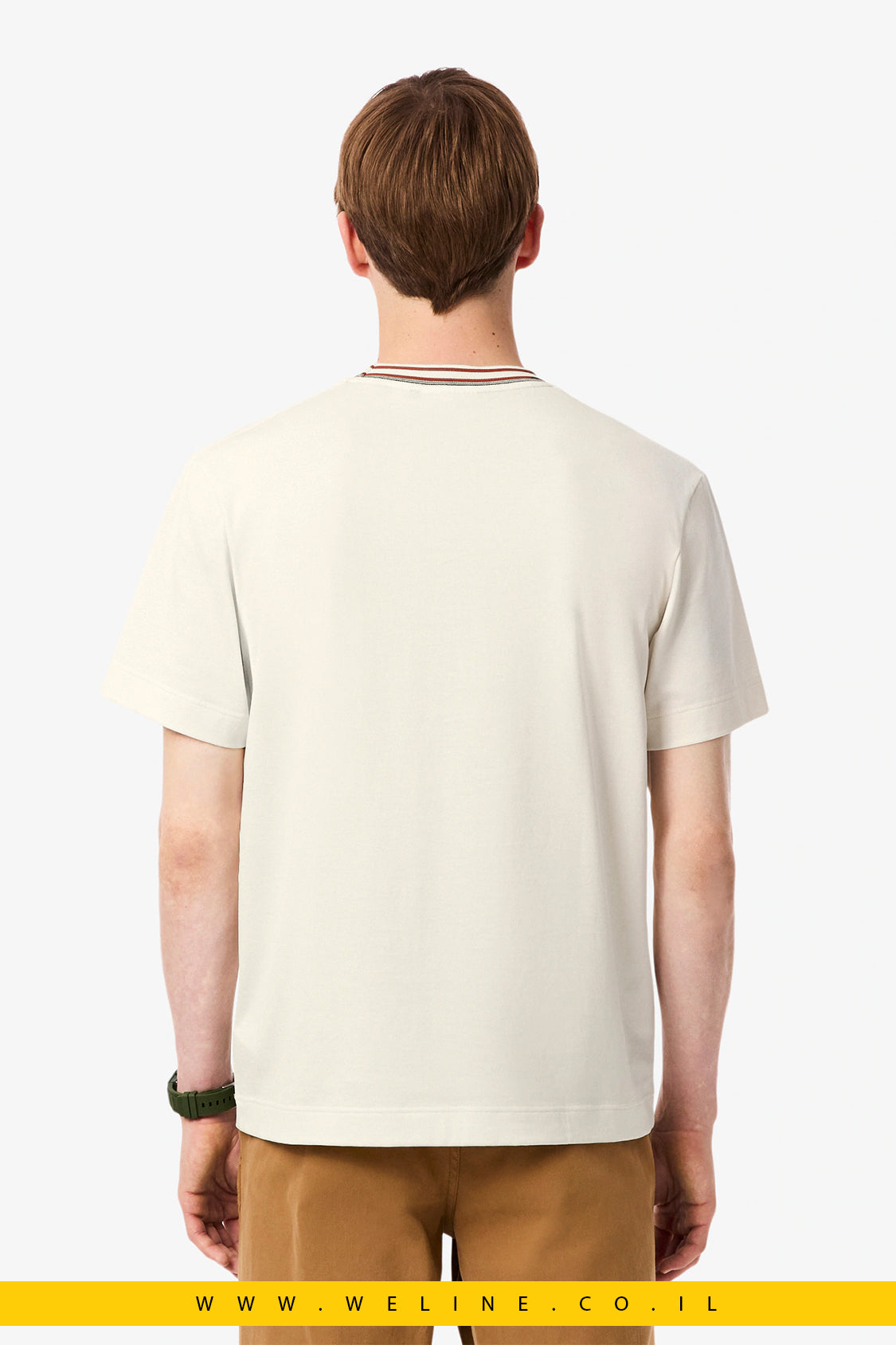 חולצת T צרפתית עם צווארון מפוספס Lacoste