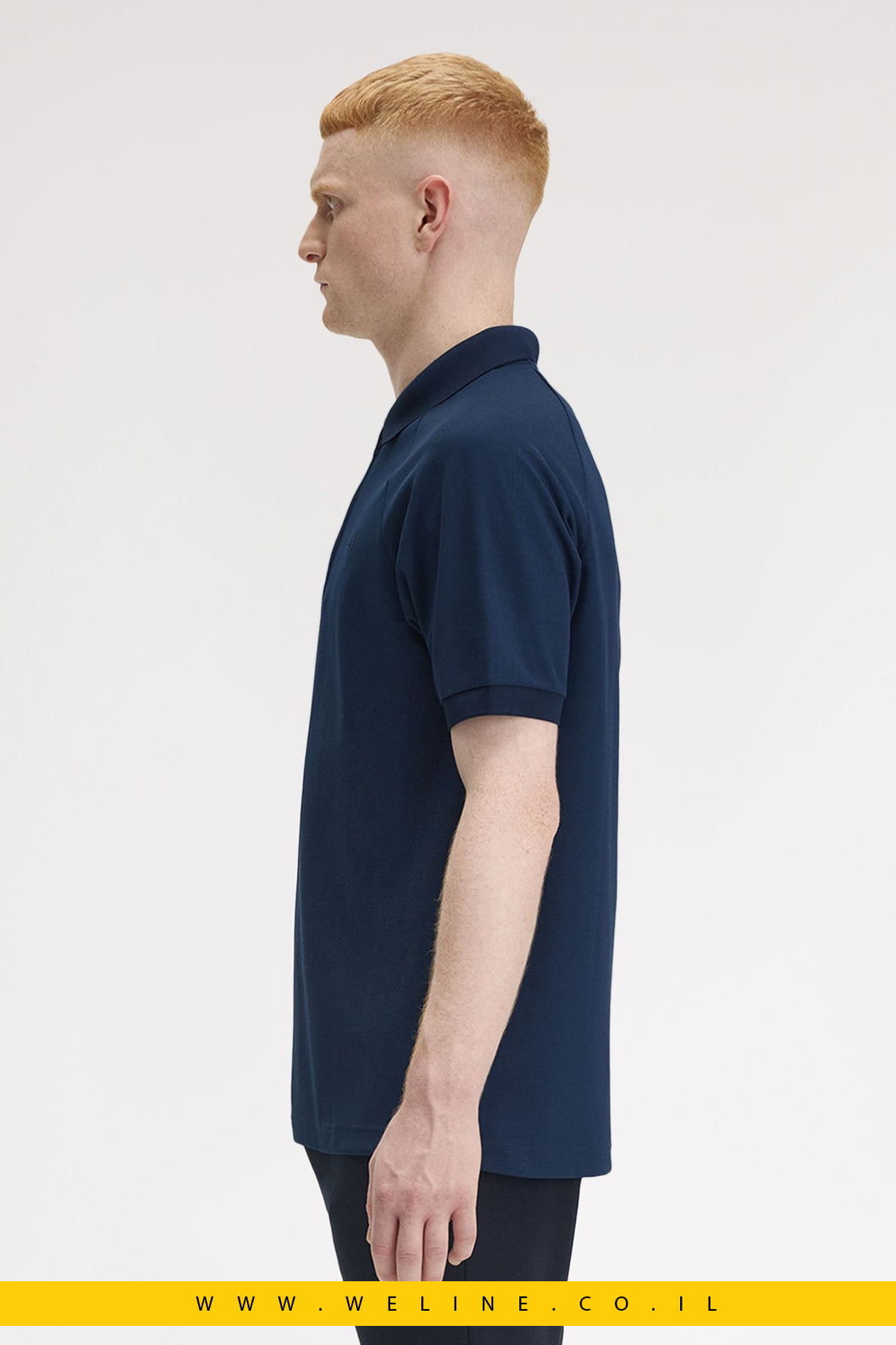 חולצת פולו עם רוכסן וצווארון – בד ג'קארד פיקה | Fred Perry