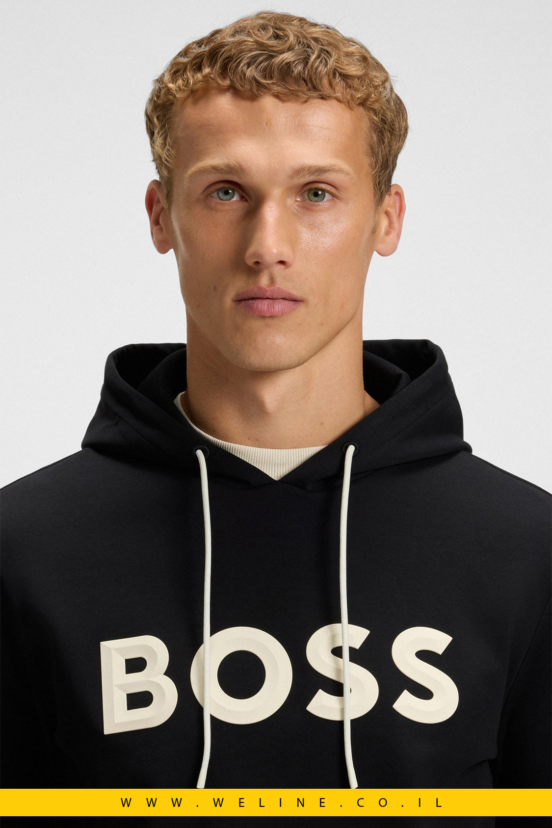 קפוצ'ון כותנה עם לוגו תלת־ממדי – BOSS