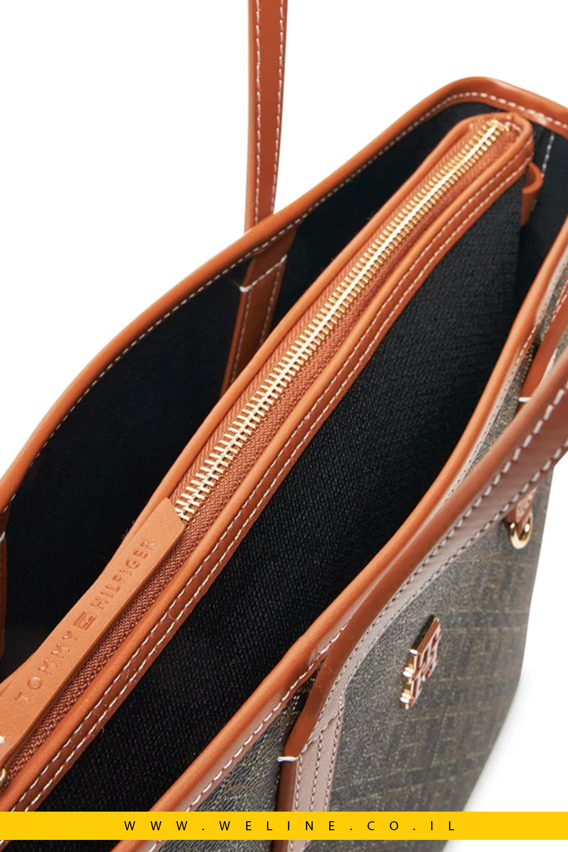 תיק יד גדול לנשים Tommy Hilfiger - דגם Th Monoplay Leather Mini Tote בצבע שחור