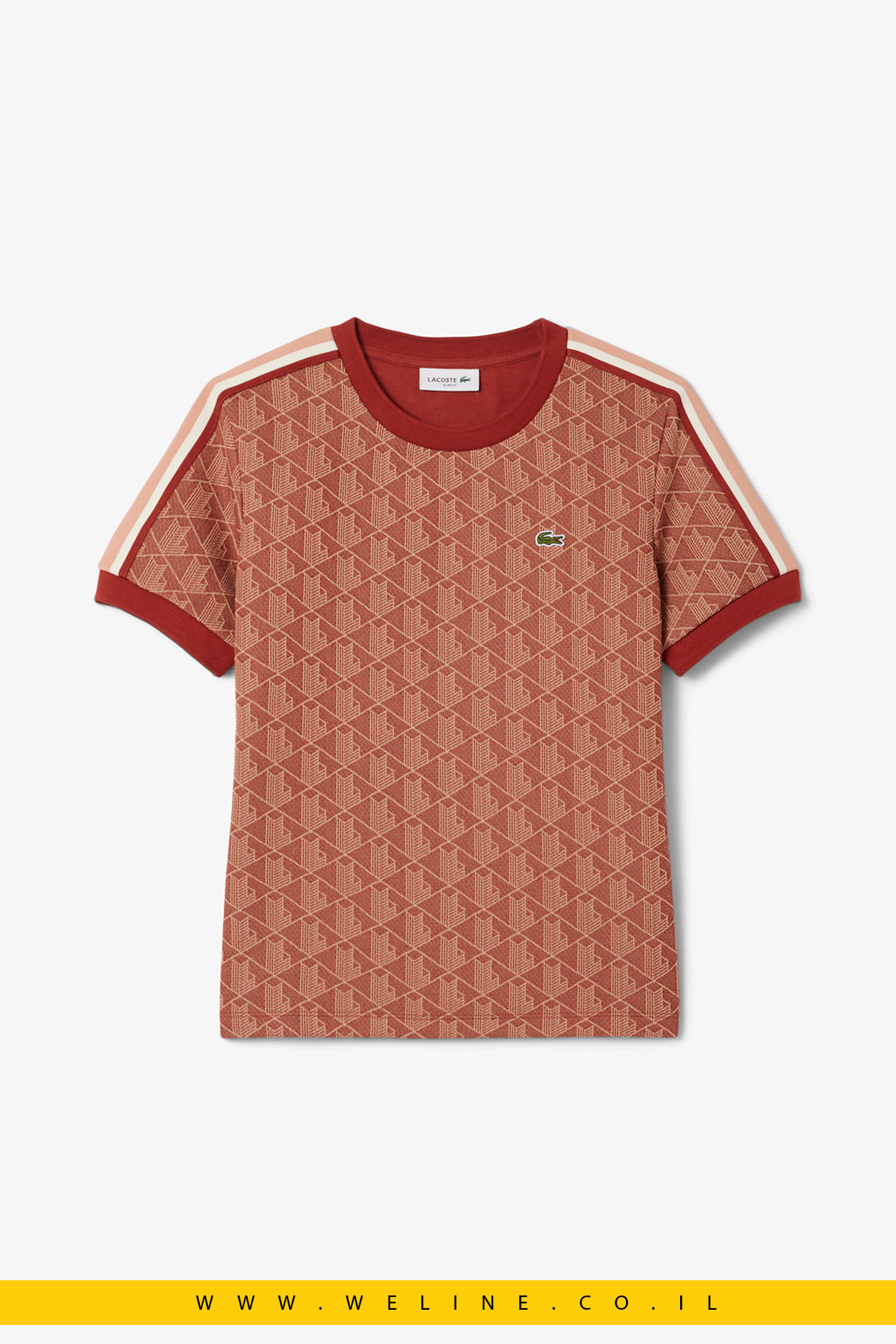 חולצת טי לנשים עם מונוגרמה סרוגה – גזרת Slim | Lacoste