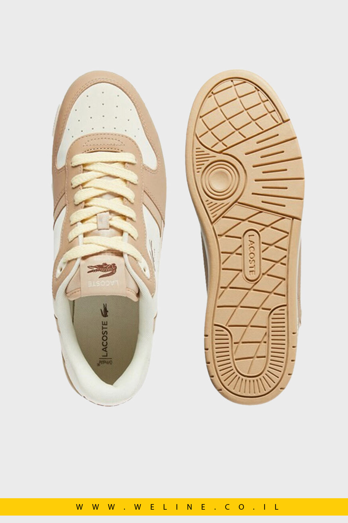 נעלי סניקרס עור לגברים Lacoste T-Clip Tonal