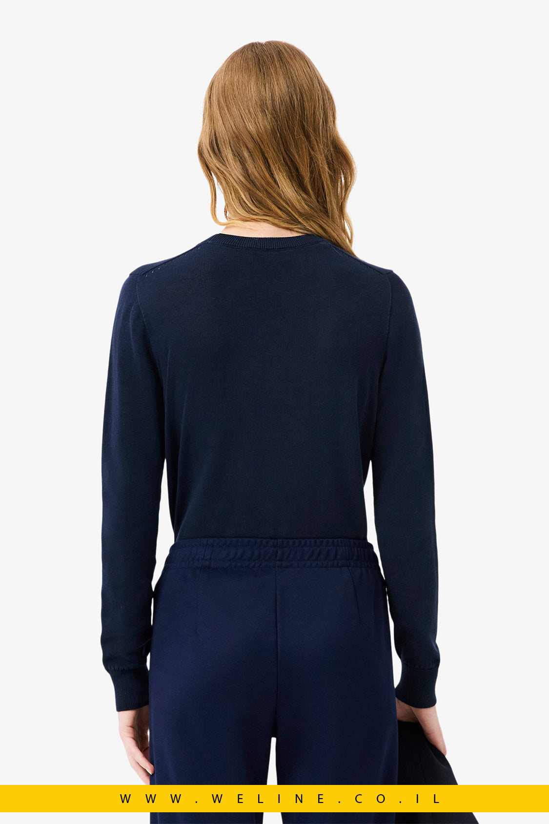 סוודר נשים 3D Knit בצוואר עגול – Lacoste