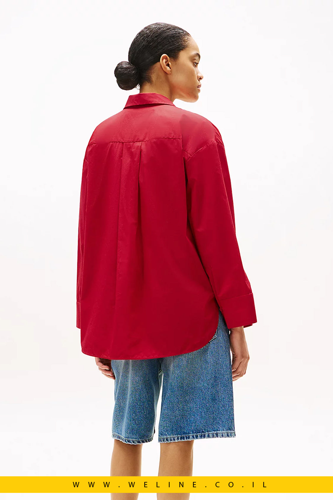 חולצת פופלין Oversized עם חפתים מתכווננים Tommy Hilfiger