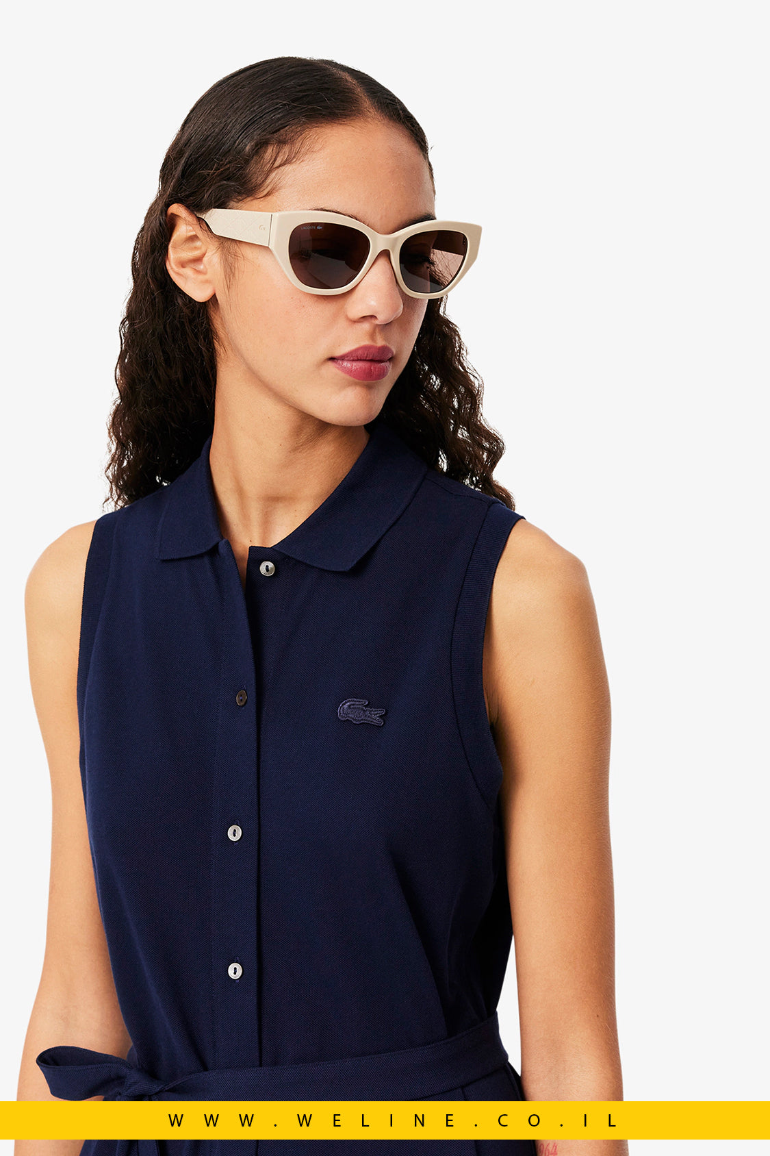 שמלת פולו ארוכה לנשים מבד פיקה נמתח – Lacoste