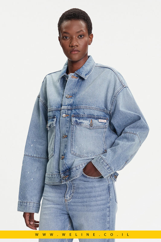 ג'קט ג'ינס נשים Calvin Klein Jeans – Regular Fit, צבע Rainy Blue