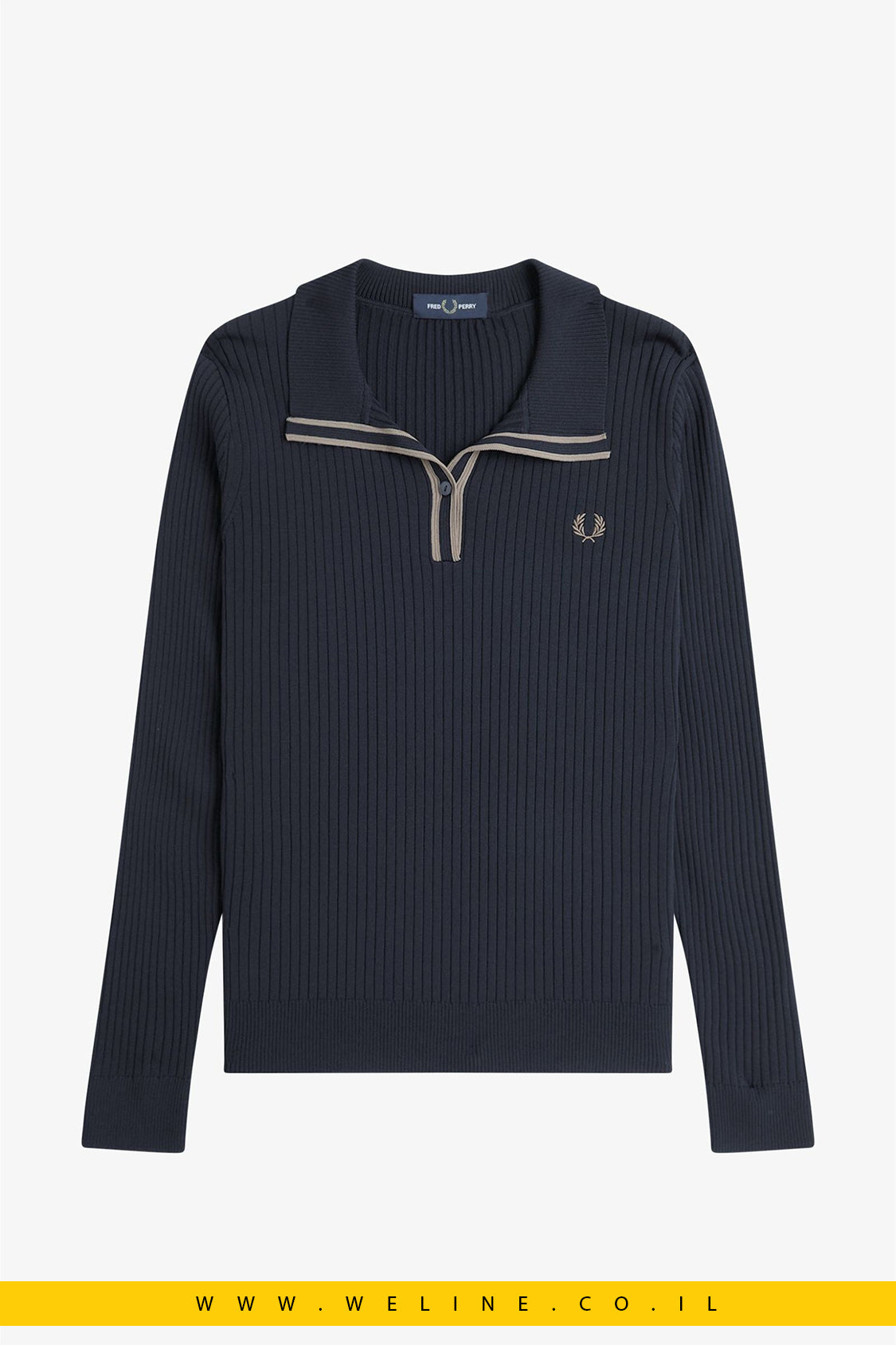 חולצת פולו סרוגה עם מרקם ריב – Fred Perry