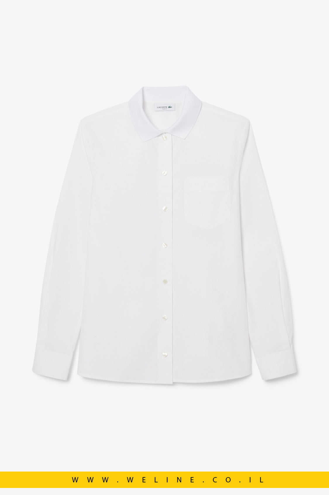 חולצת כותנה פופלין סטרץ’ Slim Fit עם כיס מבית Lacoste