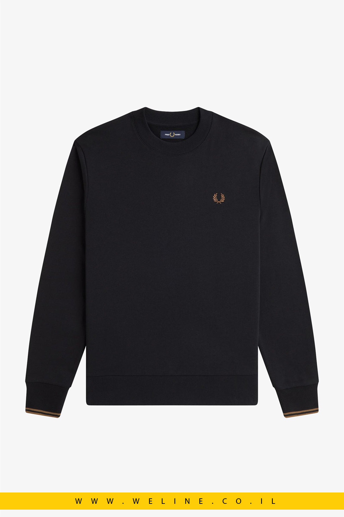 סווטשירט לגברים – Crew Neck בצבע שחור / Shaded Stone