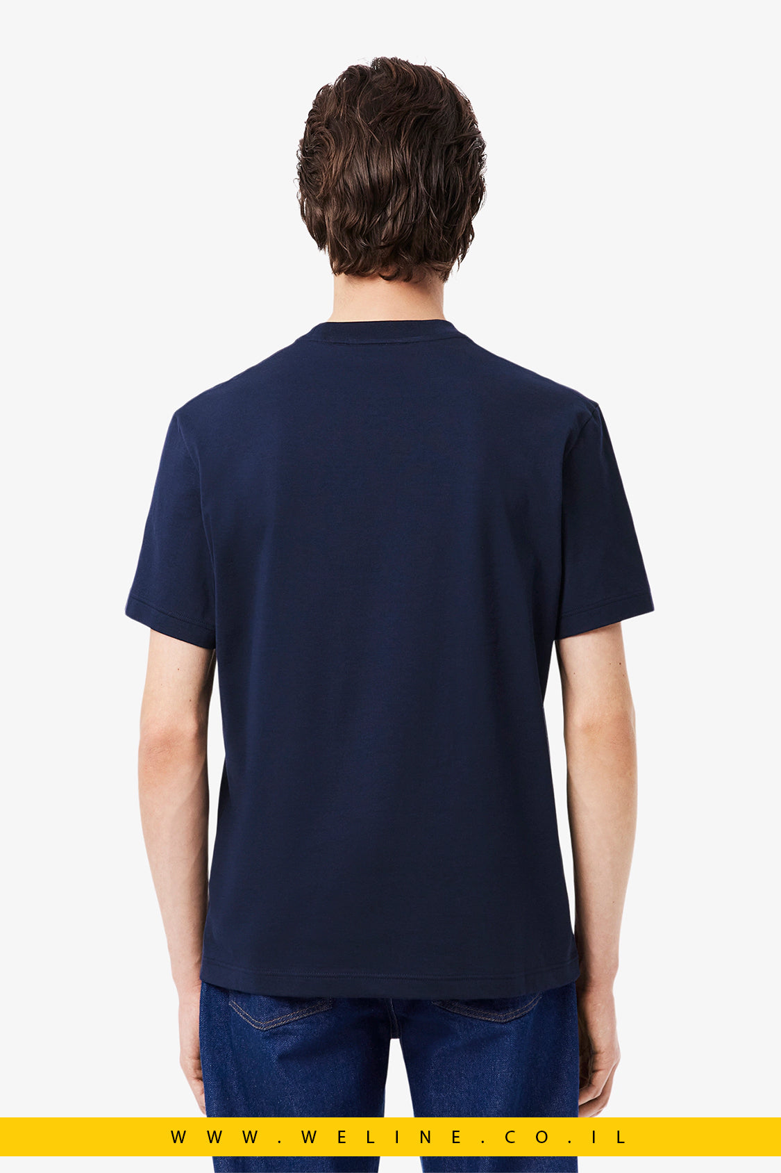 חולצת טי רקומה בעיצוב צרפתי לגברים מבית Lacoste – כחול
