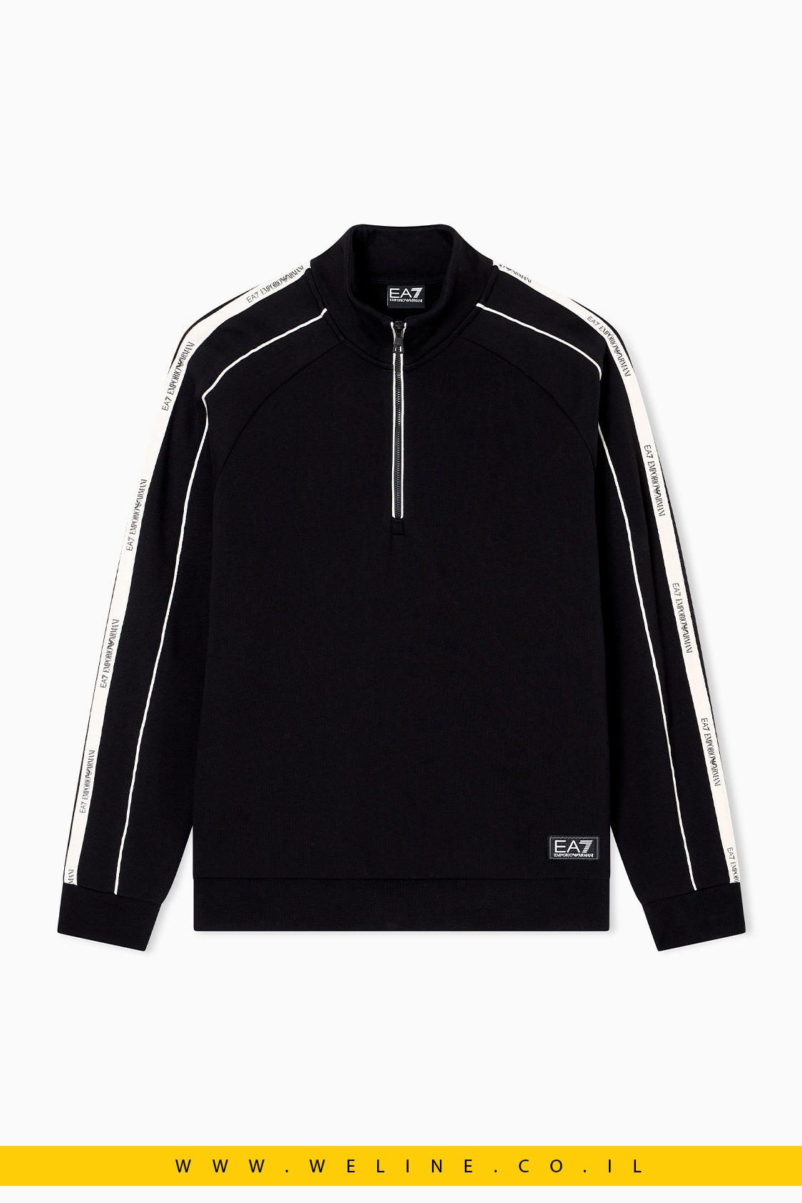 סווטשירט גברים EA7 Logo Series – רבע רוכסן, גזרת Regular