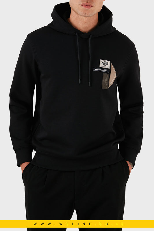 סווטשירט קפוצ'ון לגברים עם לוגו – Emporio Armani