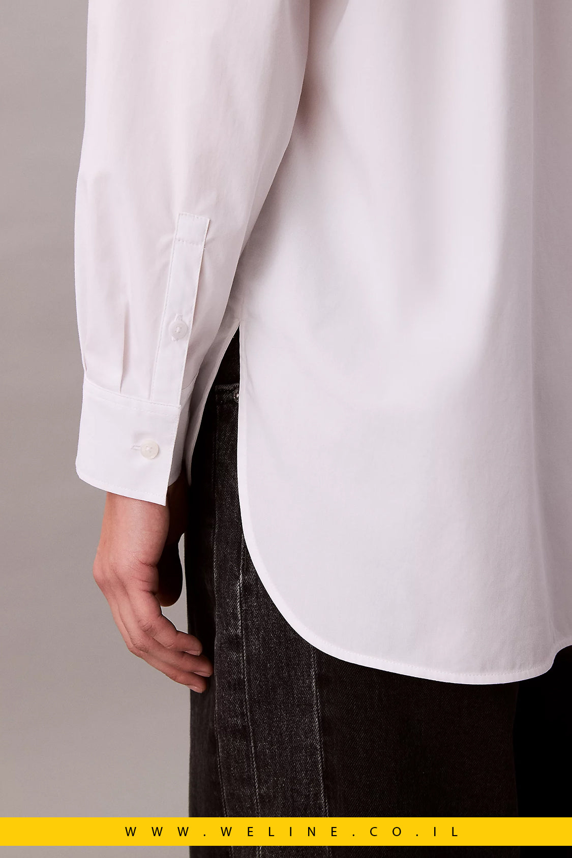 חולצת נשים Calvin Klein Poplin Relaxed – כותנה עם אלסטאן