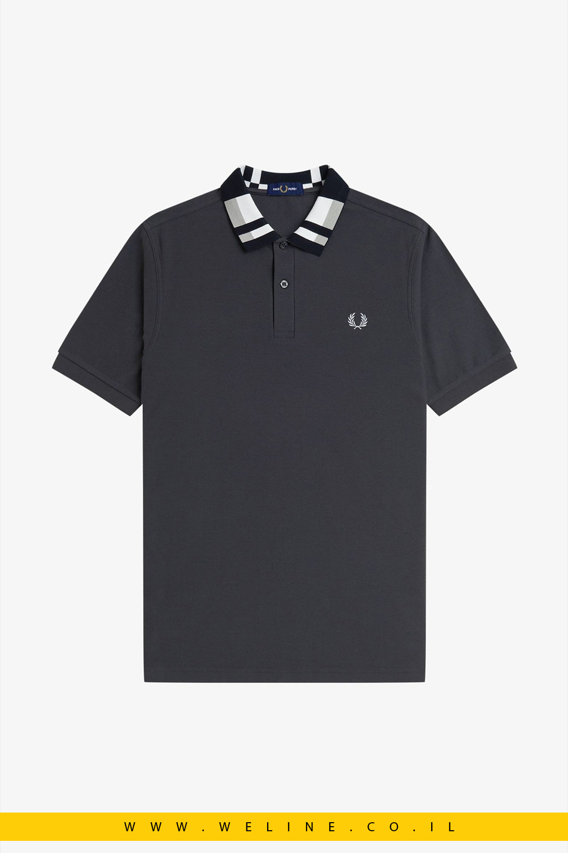 חולצת פולו לגברים עם צווארון דוגמת לוח שחמט – Fred Perry