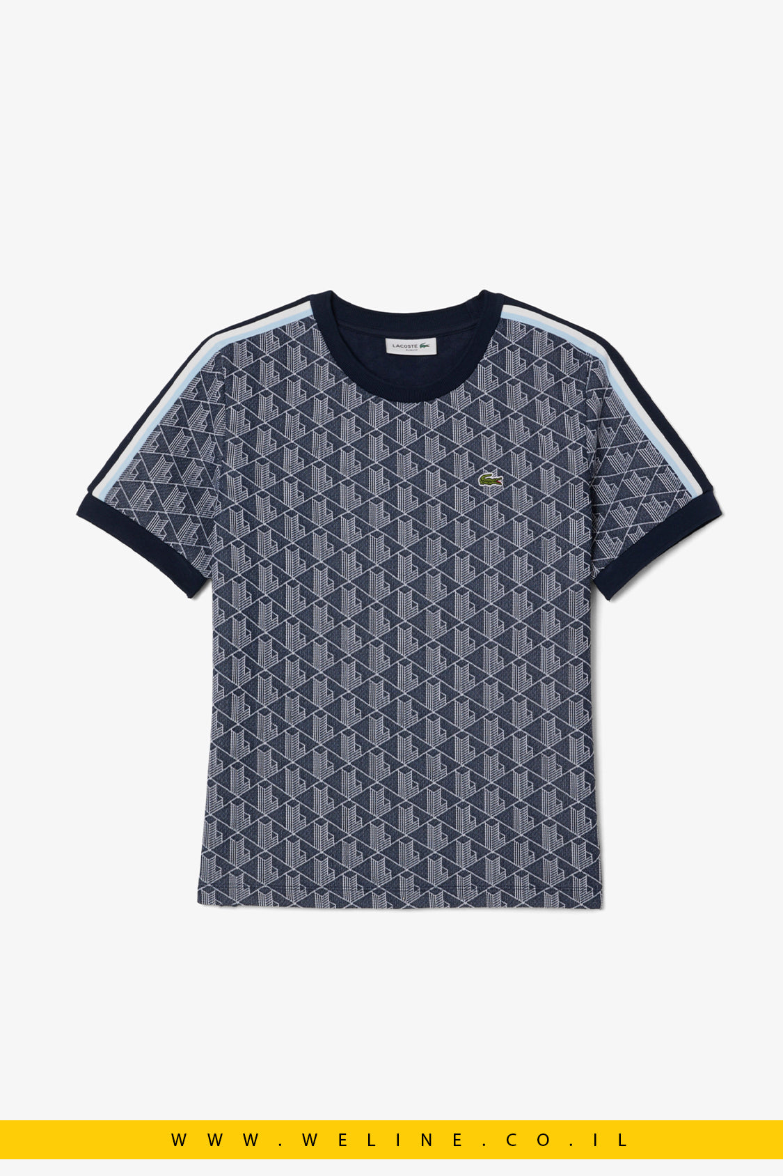 חולצת טי בגזרת Slim עם מונוגרמה סרוגה – Lacoste