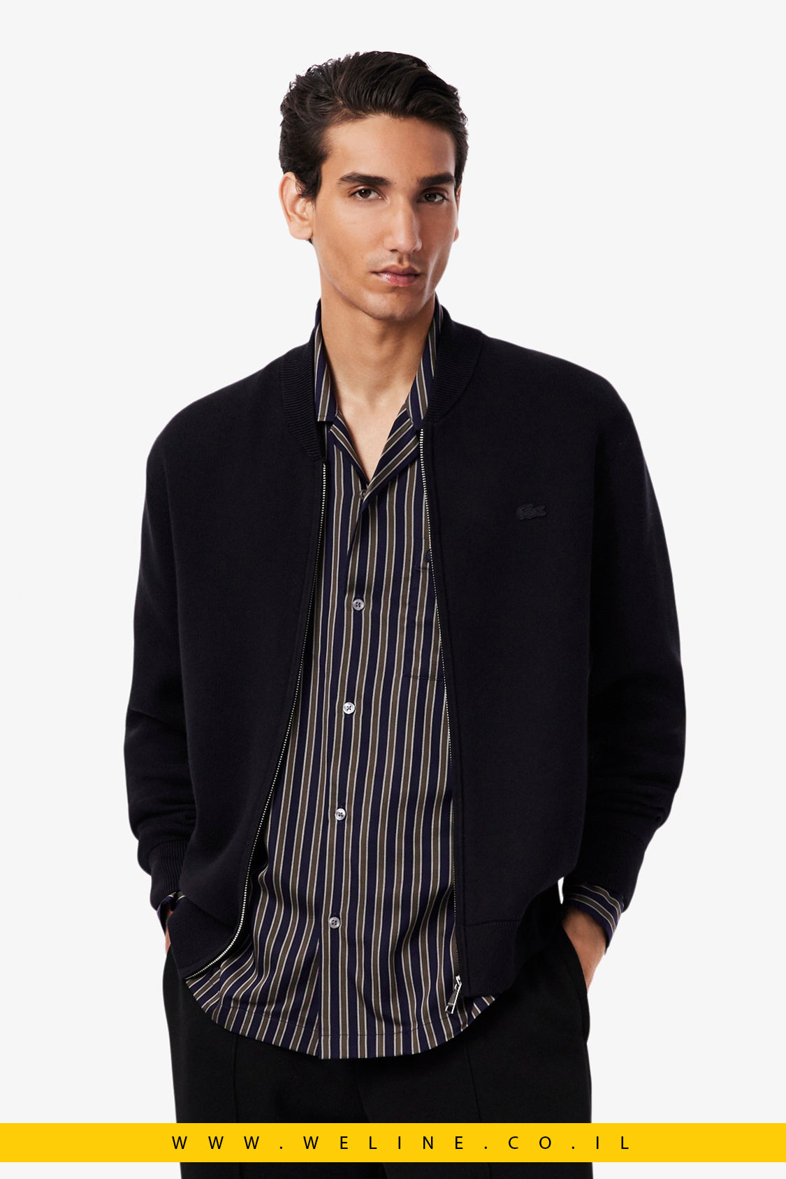 ג׳קט בומבר סרוג מכותנה וצמר – Lacoste