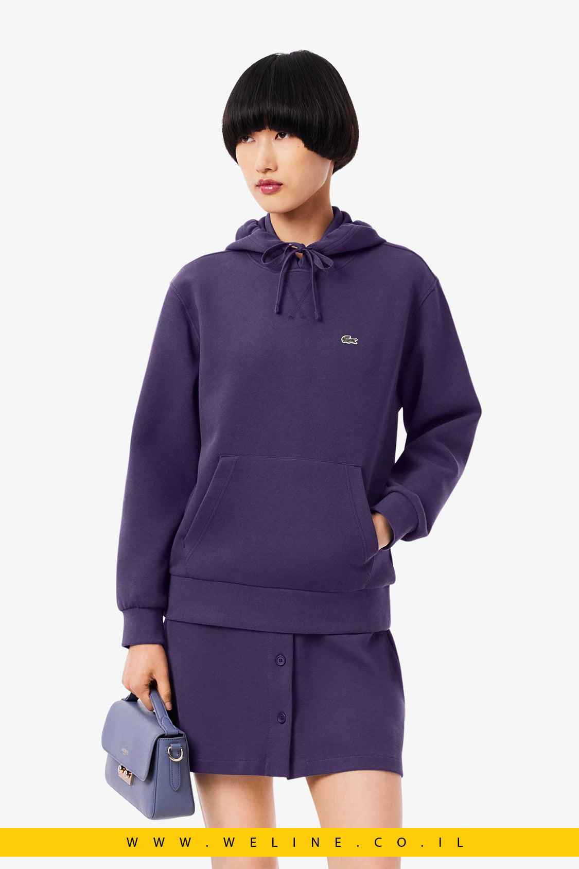 קפוצ’ון נשים Piqué בצבע סגול – Lacoste