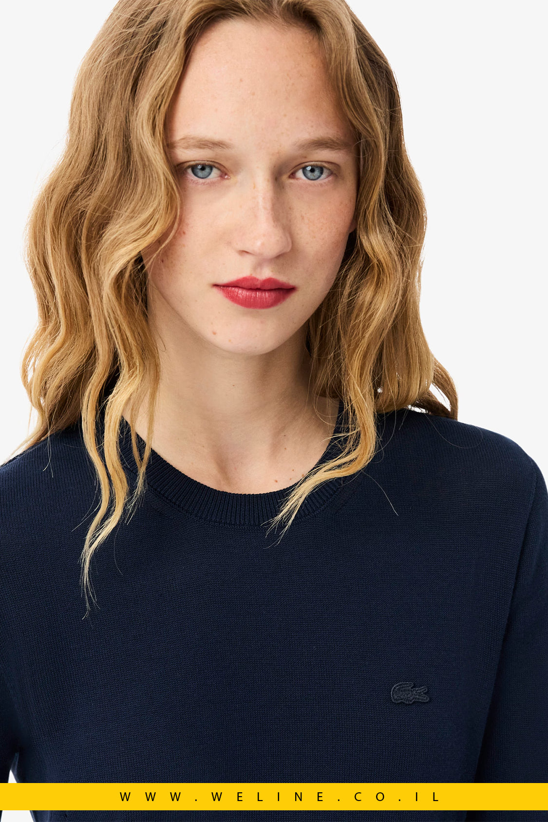 סוודר נשים 3D Knit בצוואר עגול – Lacoste
