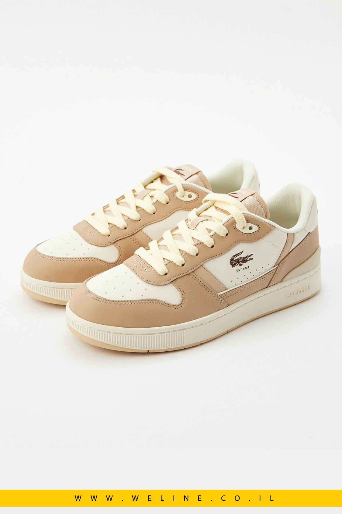 נעלי סניקרס עור לגברים Lacoste T-Clip Tonal