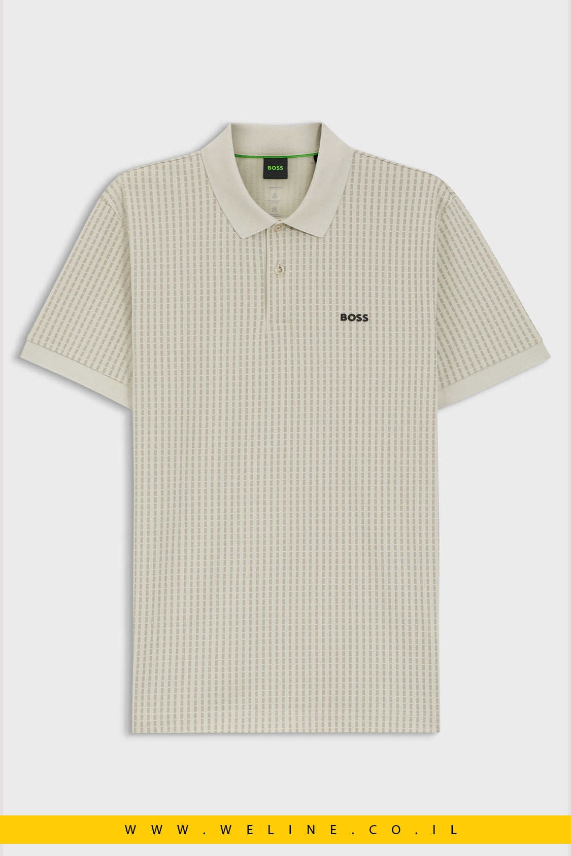 חולצת פולו גברים BOSS Cotton-Piqué Polo Shirt With All-Over Print – צבע Light Beige