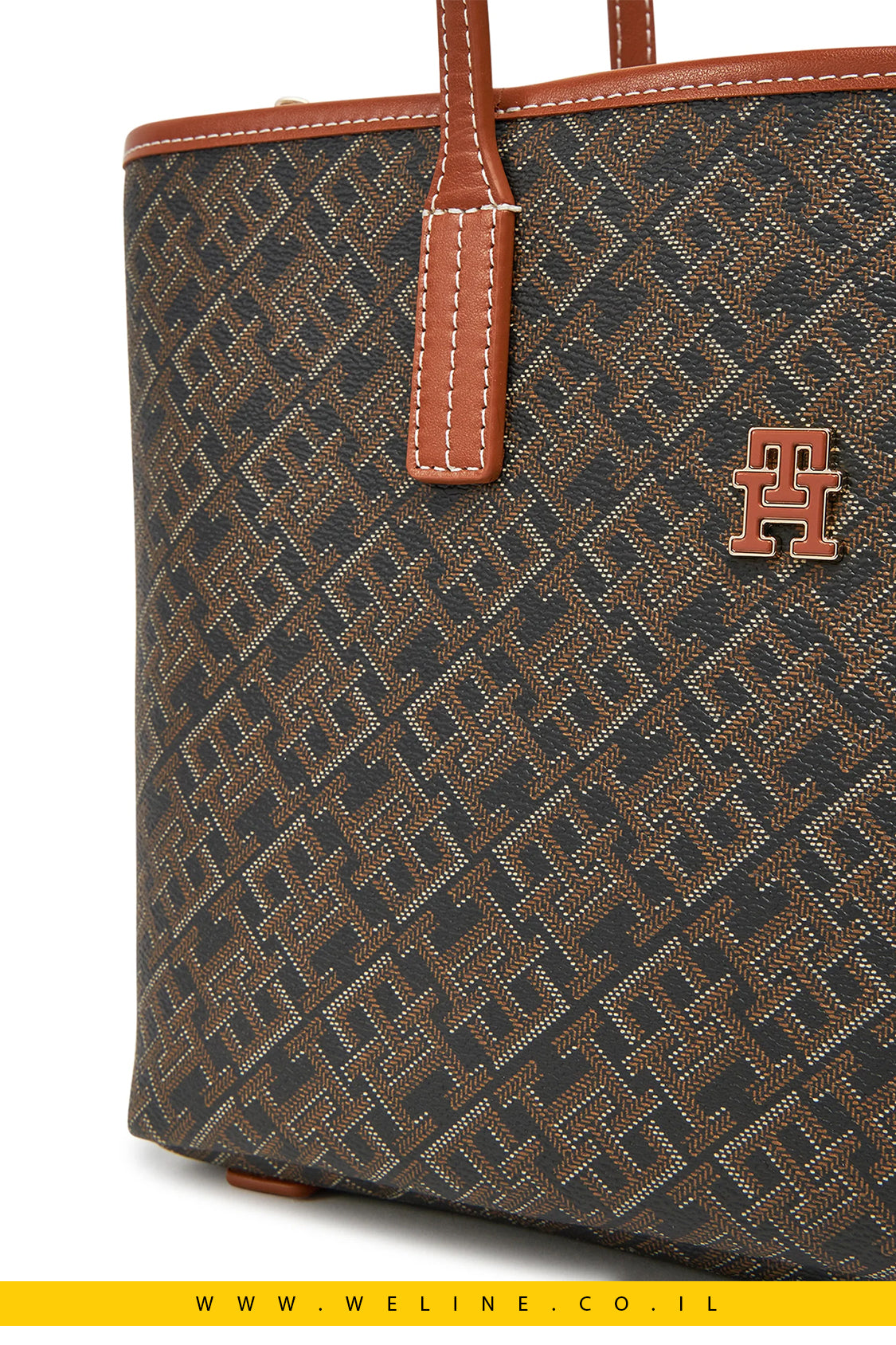 תיק יד גדול לנשים Tommy Hilfiger - דגם Th Monoplay Leather Mini Tote בצבע שחור