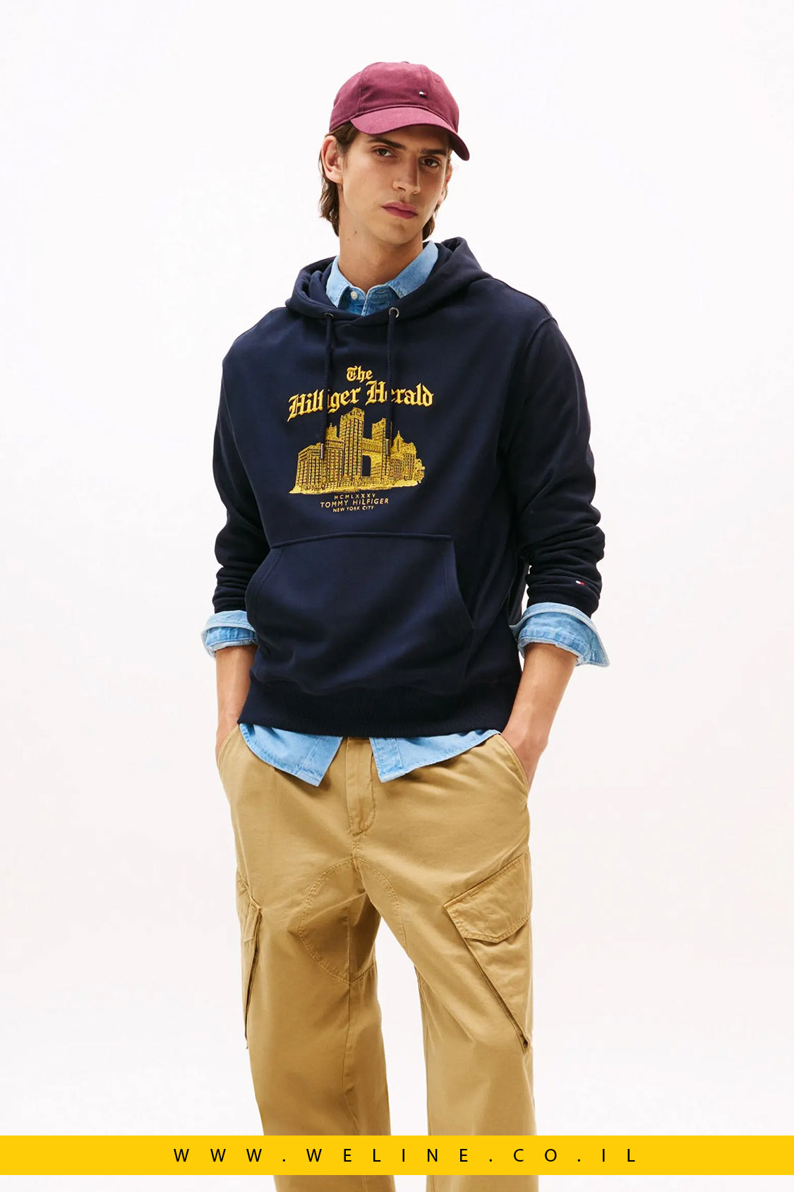 קפוצ'ון גברים עם לוגו רקום ושרוך מתכוונן – Tommy Hilfiger