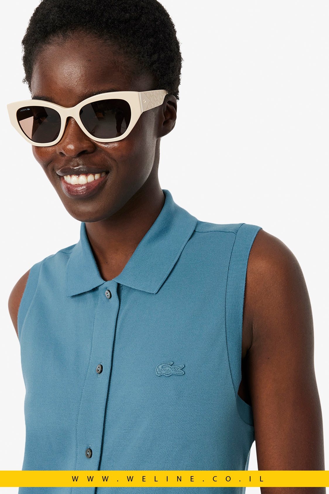 שמלת פולו ארוכה עם גזרה ישרה וחגורת קשירה – Lacoste