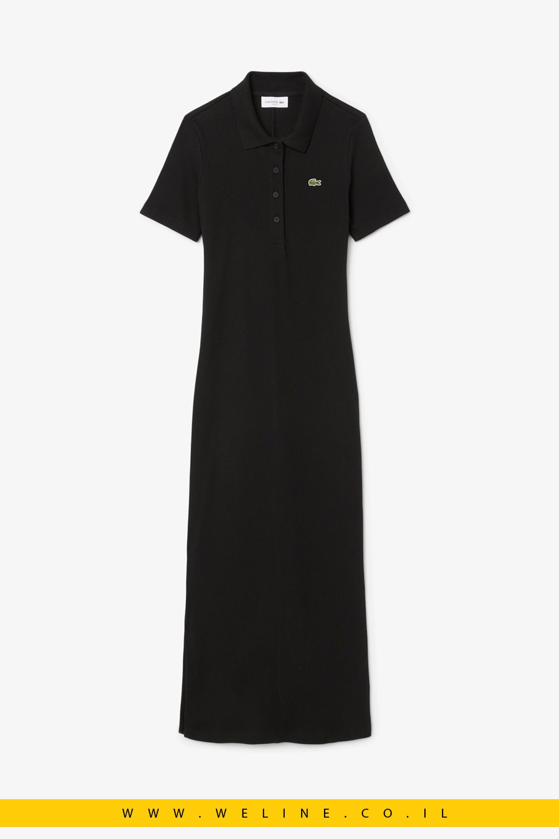 שמלת פולו ארוכה לנשים מבד כותנה ריב – Lacoste