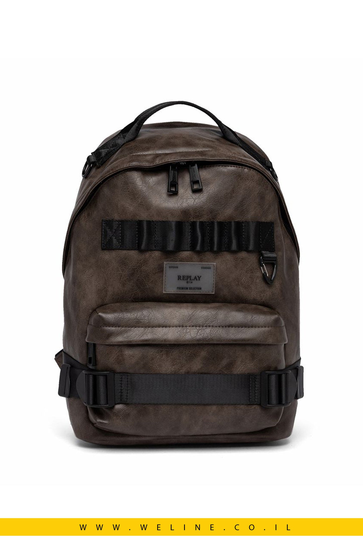 תיק גב לגברים בצבע שחור עם אבזמים