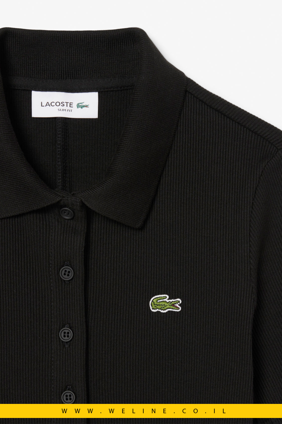 שמלת פולו ארוכה לנשים מבד כותנה ריב – Lacoste