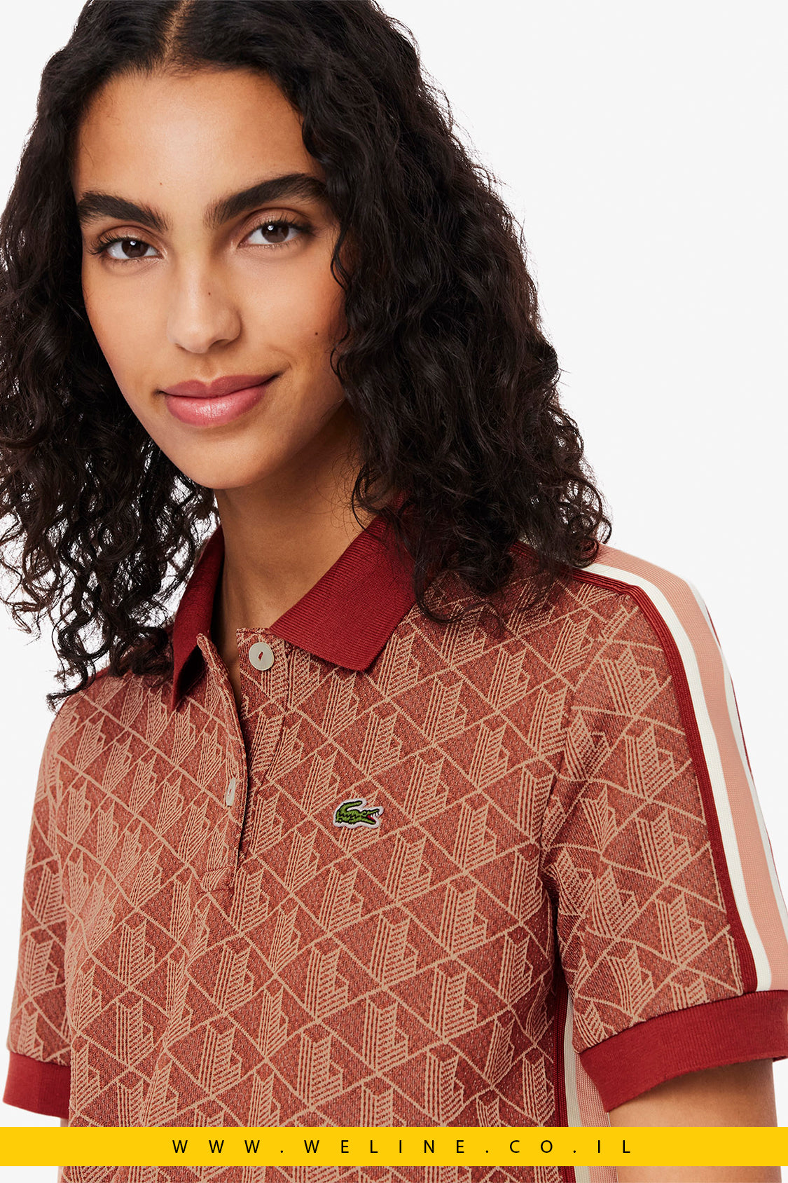 חולצת פולו לנשים בגזרת Slim עם מונוגרמה סרוגה – Lacoste