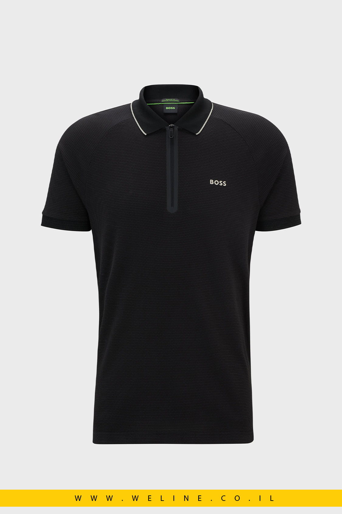 חולצת פולו לגברים BOSS – דגם Structured-Cotton עם לוגו קונטרסטי
