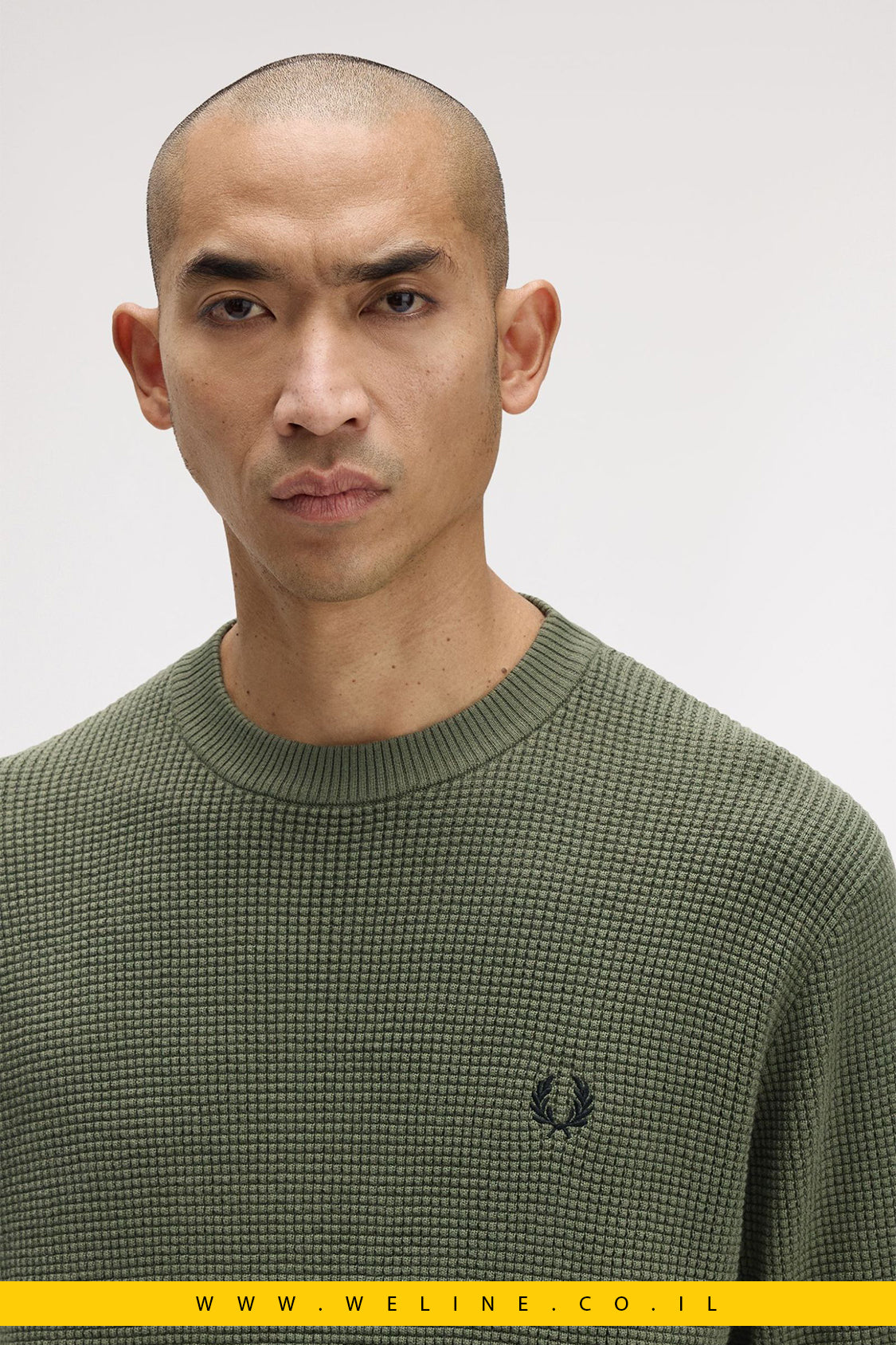 סריג צווארון עגול מבד כותנה בסריגת וואפל – בצבע ירוק Laurel Wreath