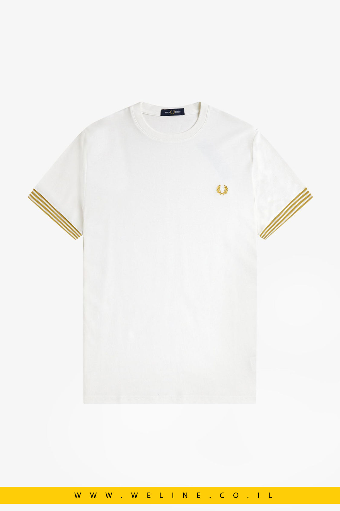 חולצת טי לנשים עם גימור פסים על השרוולים - Fred Perry