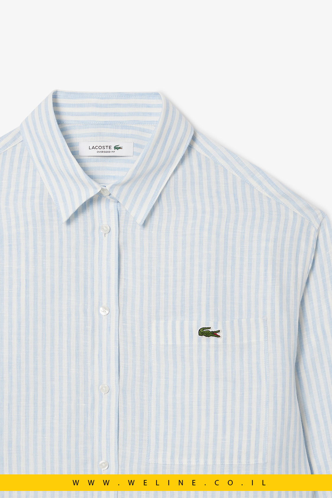 חולצת פסים אוברסייז לנשים מבית Lacoste – בגוון כחול