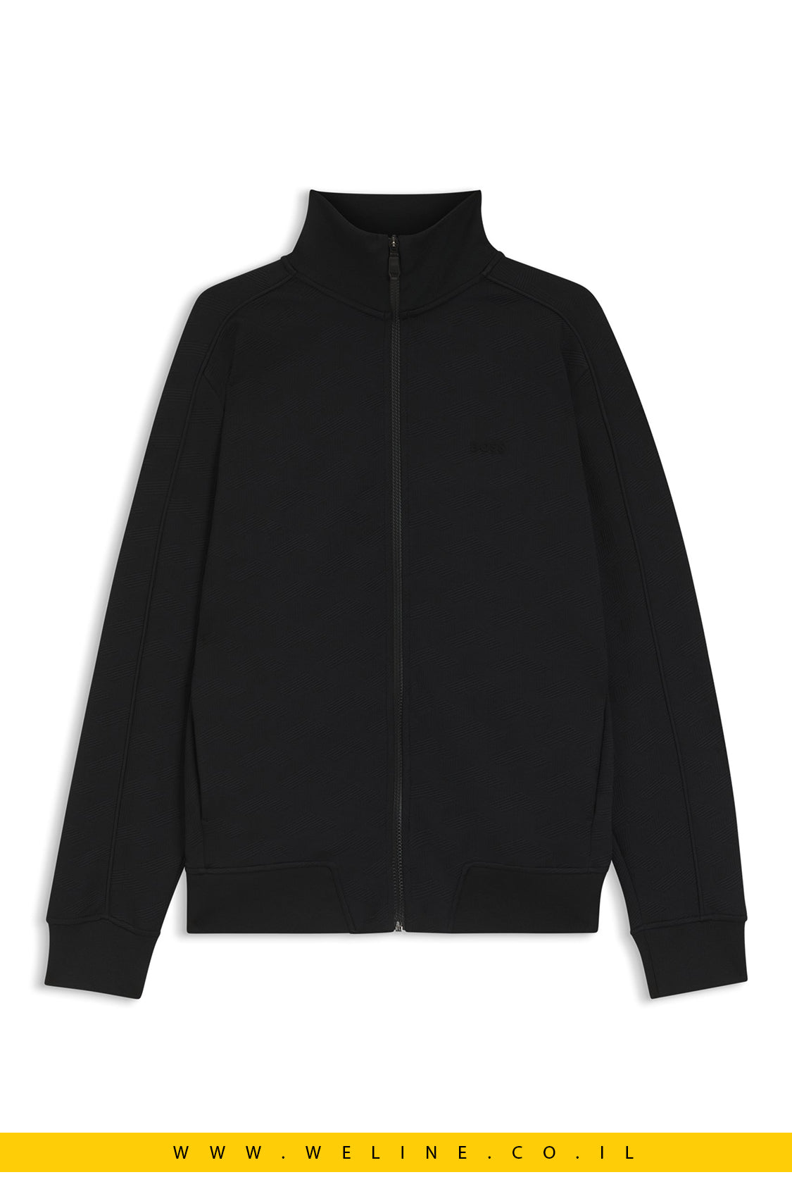 סווטשירט ז’קארד מרופד עם רוכסן SW_Mirror FZ – BOSS (שחור)