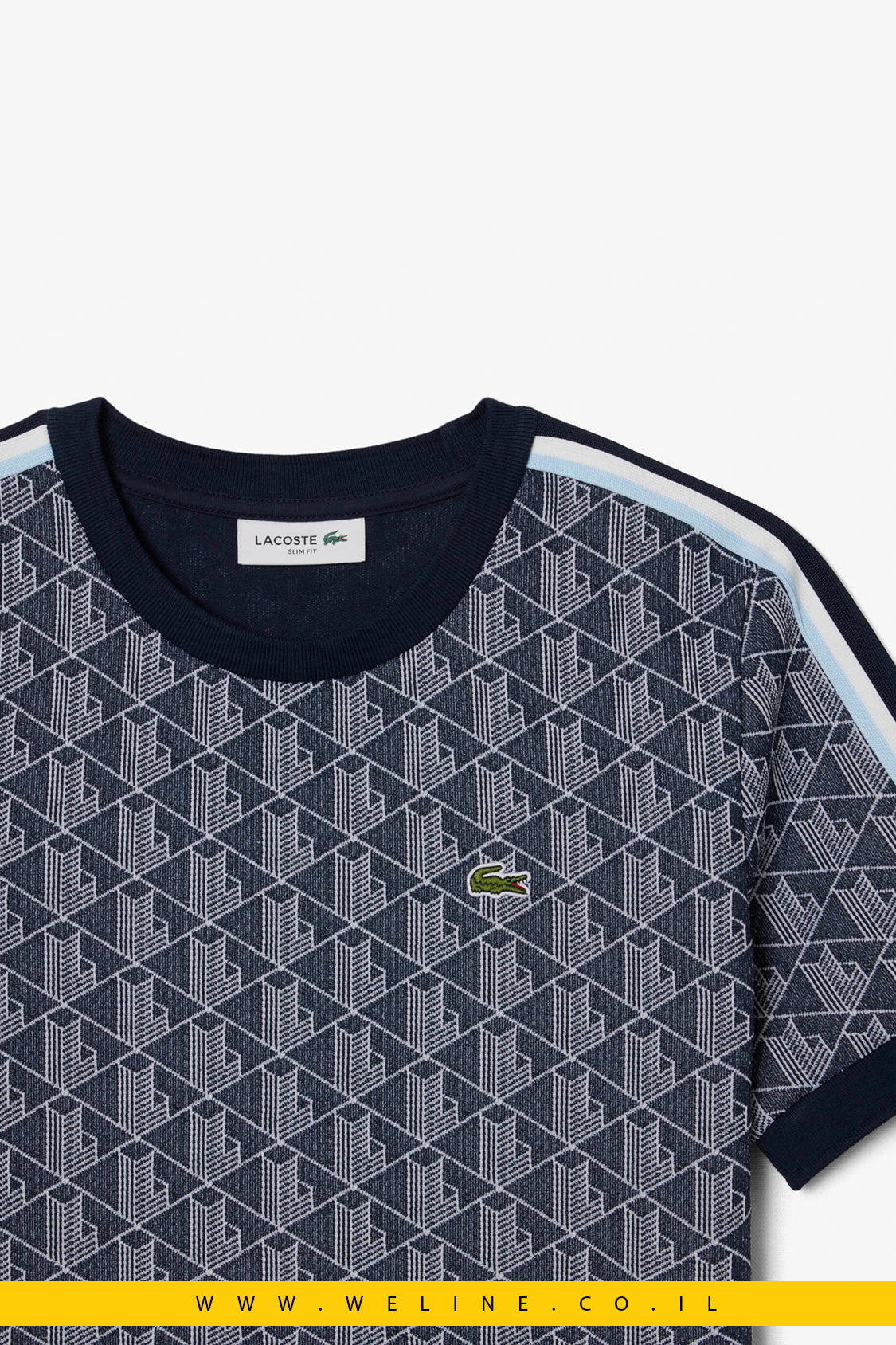 חולצת טי בגזרת Slim עם מונוגרמה סרוגה – Lacoste