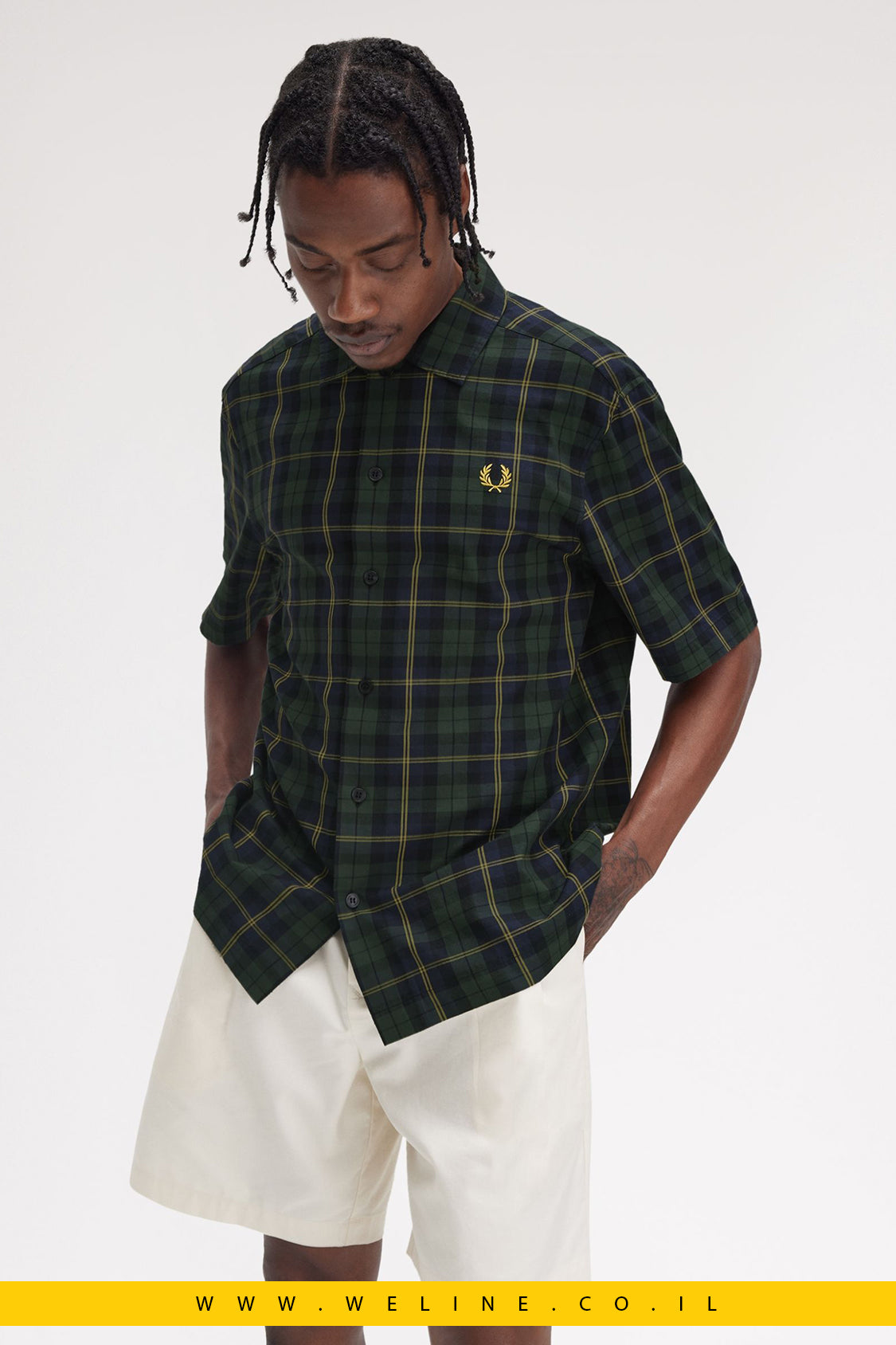 חולצת טארטן קצרה מבד טוויל כותנה – Tartan Twill Short Sleeve Shirt