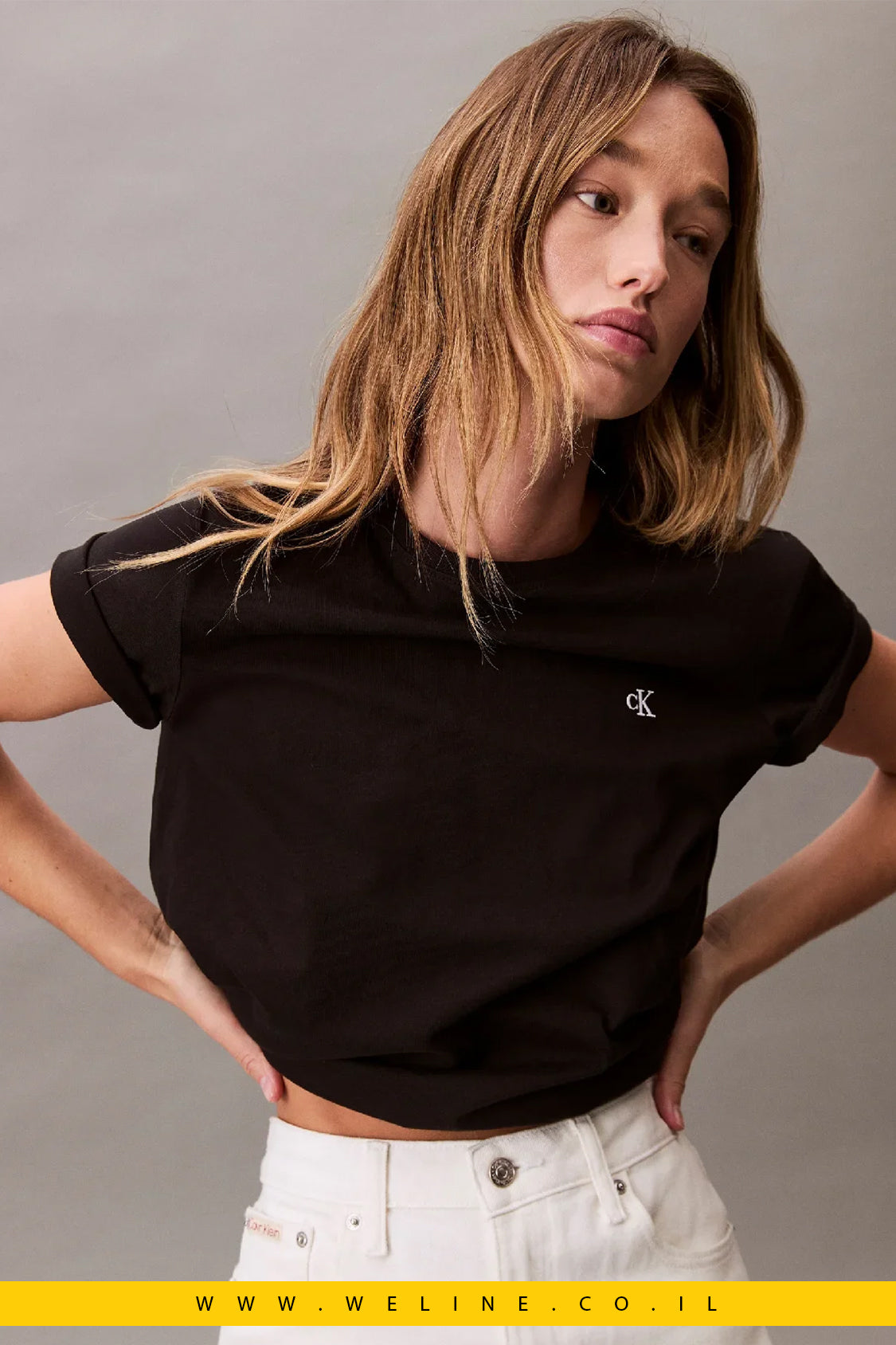 חולצת טי ג'רזי לנשים – Calvin Klein