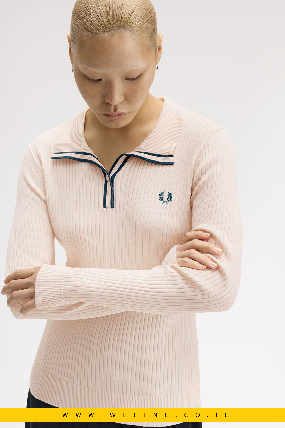 חולצת פולו סרוגה עם מרקם ריב – Fred Perry