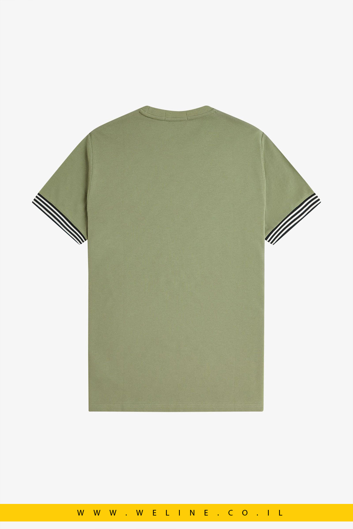חולצת טי עם עיטורי פסים בשרוול – בצבע Olive Mint | Fred Perry