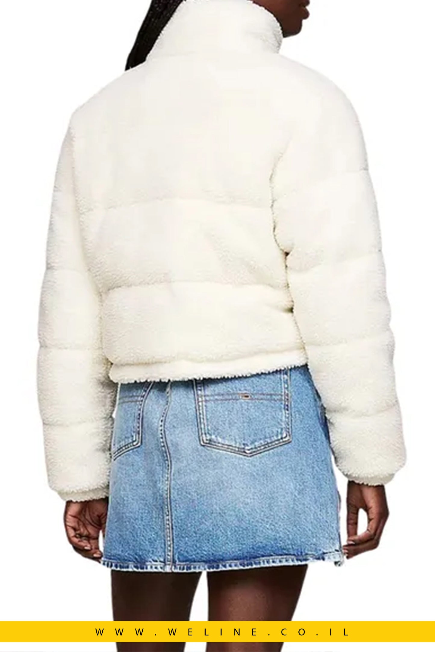 מעיל נשים Tommy Hilfiger Essential Cropped Teddy Fleece Puffer