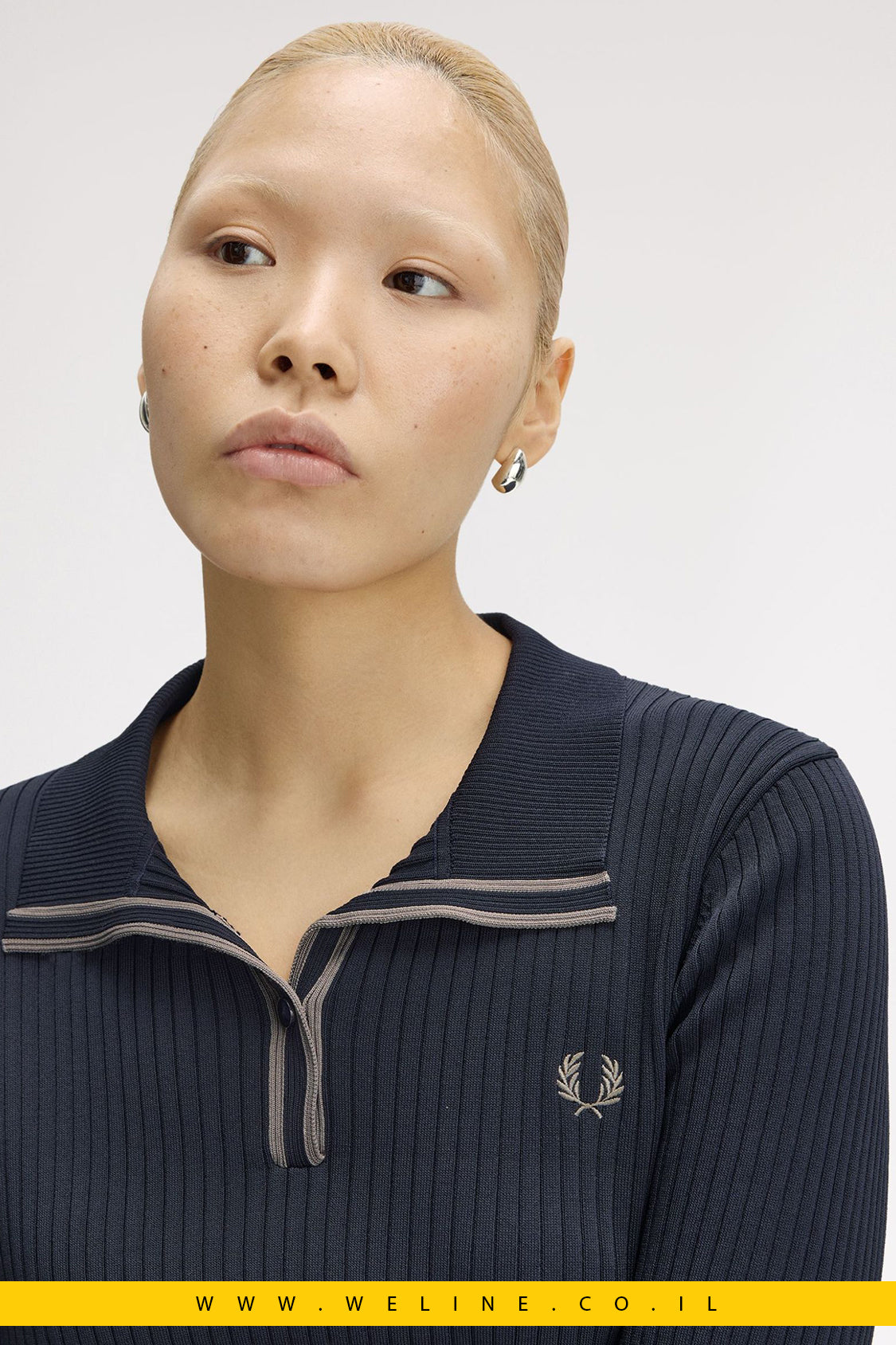 חולצת פולו סרוגה עם מרקם ריב – Fred Perry