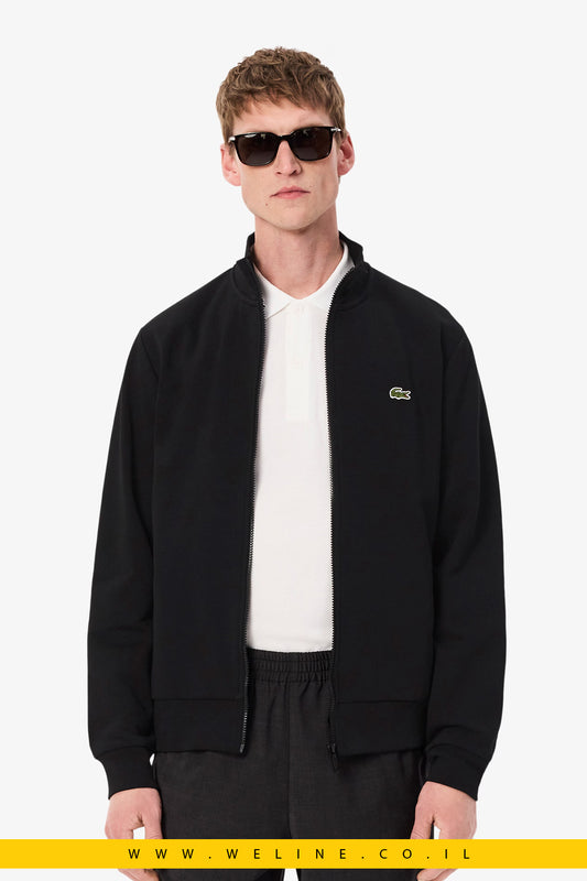 סווטשירט פליז עם רוכסן וצווארון גבוה לגברים Lacoste