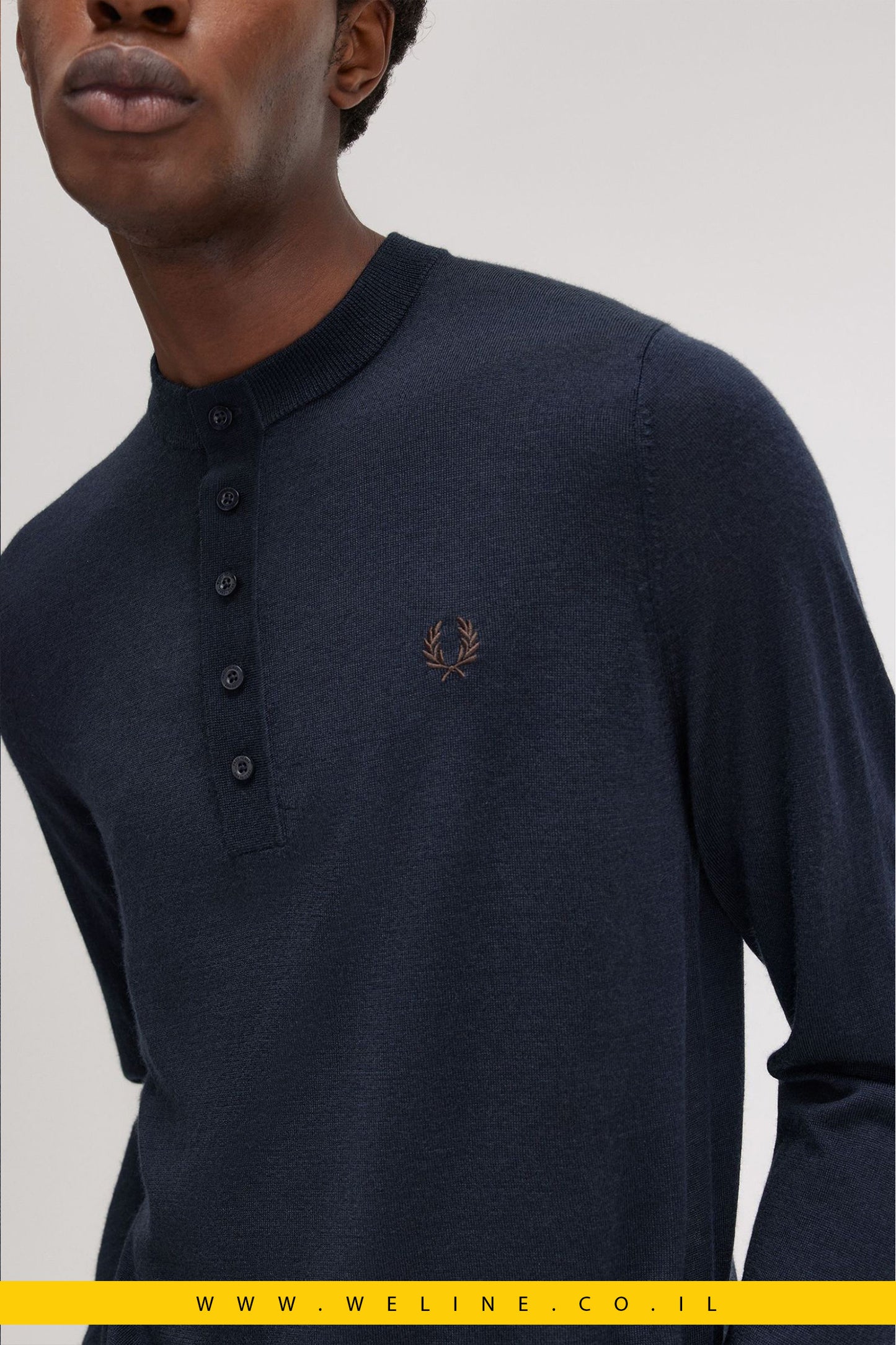 חולצת הנלי עם שרוול ארוך וסריגה עדינה fredperry