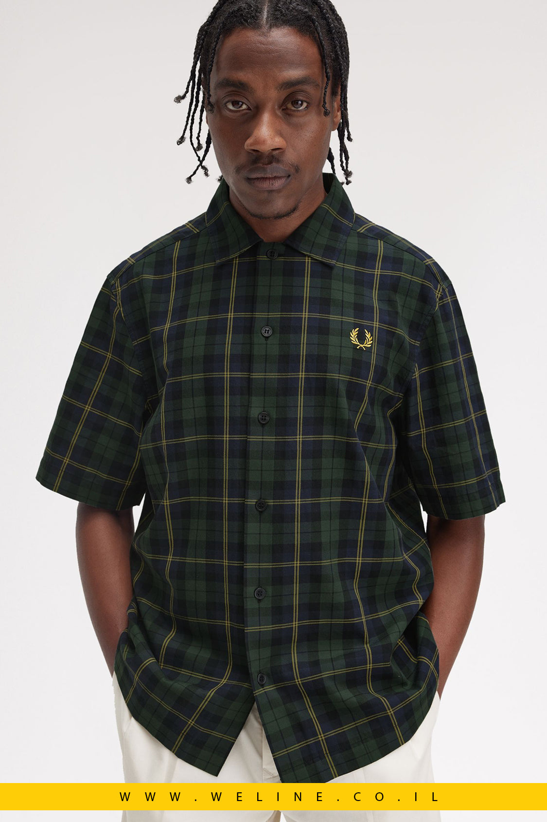 חולצת טארטן קצרה מבד טוויל כותנה – Tartan Twill Short Sleeve Shirt
