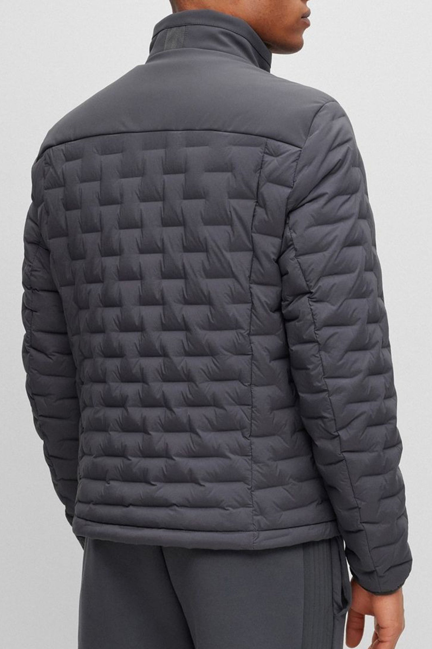 מעיל חורף מרופד של Hugo Boss Green בצבע אפור רגיל עם רוכסן